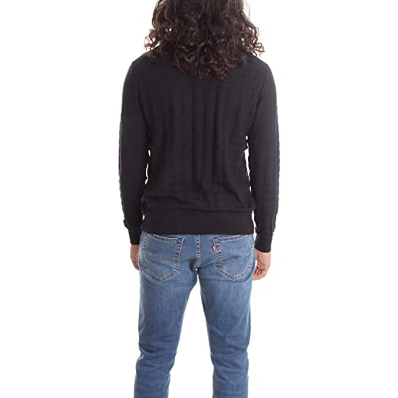 Emporio Armani Jacquard Crew Neck Pullover Jumper Sweater Black Large NEW $225