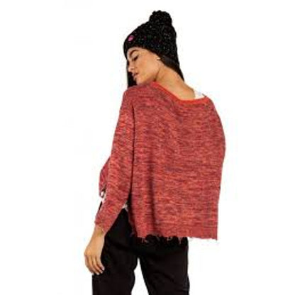 Free People Prism Space Dye Sweater Pullover Sweater Oversized Raw Hem Medium