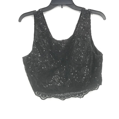 City Studio Sequined Lace Detail Crop Top Blouse Sleeveless Black 13