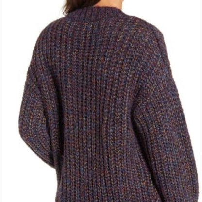 Cotton Emporium Metallic Shaker Stitch Sweater Small Knit Long Sleeve V-Neck NEW