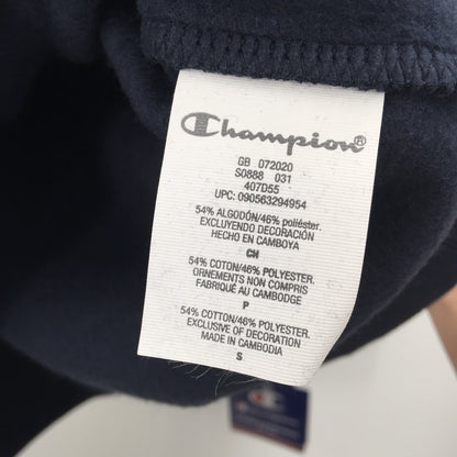 Champion Pullover Sweatshirt Long Sleeve Crew Neck Solid Navy Size Small