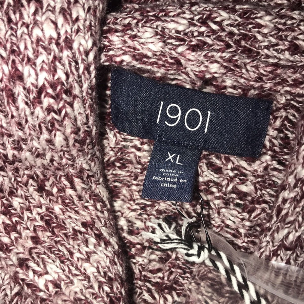 1901 Burgundy Shawl Collar Mélange Pullover XL