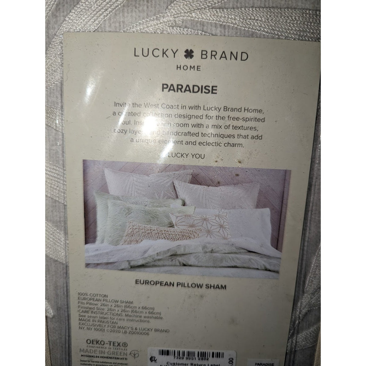 Lucky Brand Paradise Cotton 230-Thread cotton 26x26 European Pillow Sham