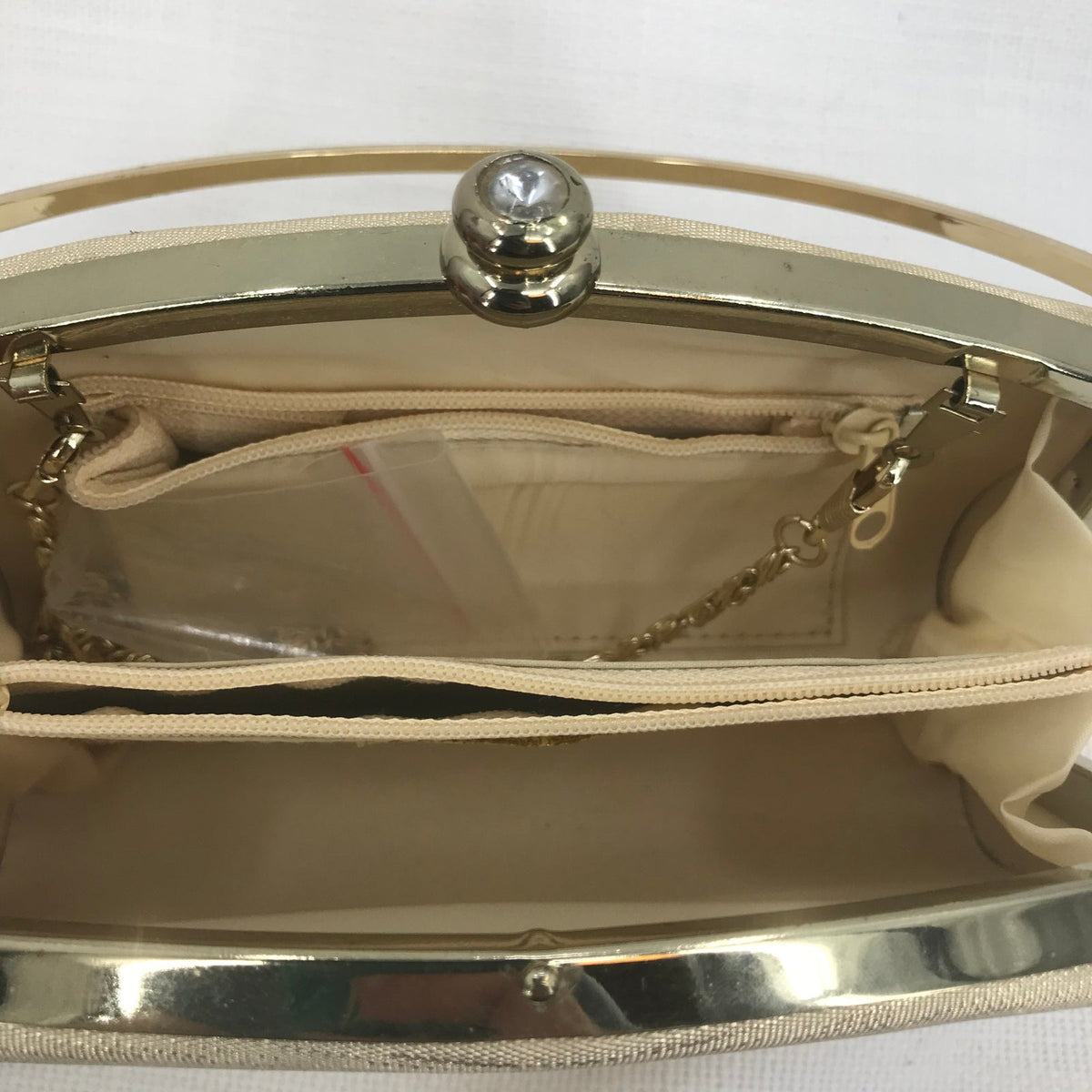 Vintage Women's Party Gold Clutch Hand Purse Bag Gold Chain Hard side