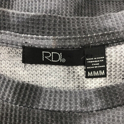 RDI Women Waffle Knit Crew Neck Pullover Top Size Medium Gray Camo/Tie Dye NWT