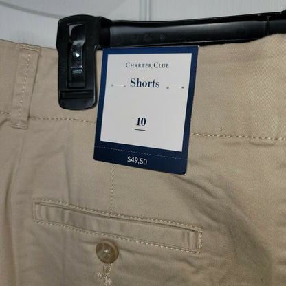 Charter Club Core Casual Shorts Belt Loops Pockets Sedona Dust Cotton Size 10
