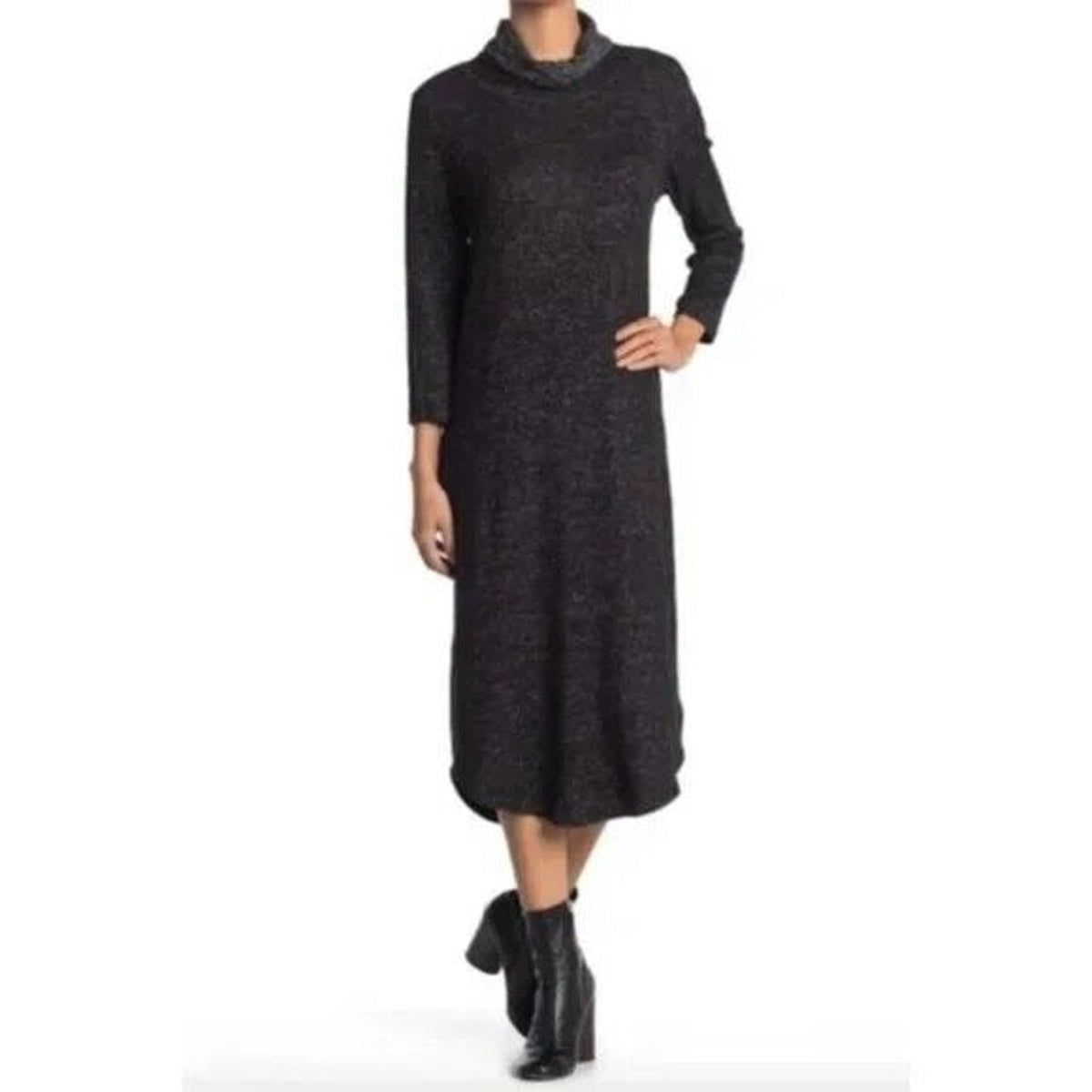 Bobeau Women's Built-In Mask Cowl Neck Sweater Dress Sz XS Extra Small Black NWT