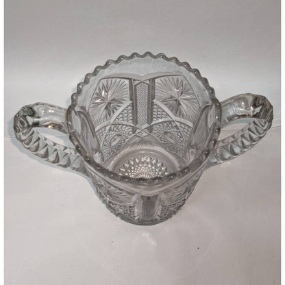 Vintage EAPG Glass Spooner Celery Vase Victorian Cut Glass Clear Handles