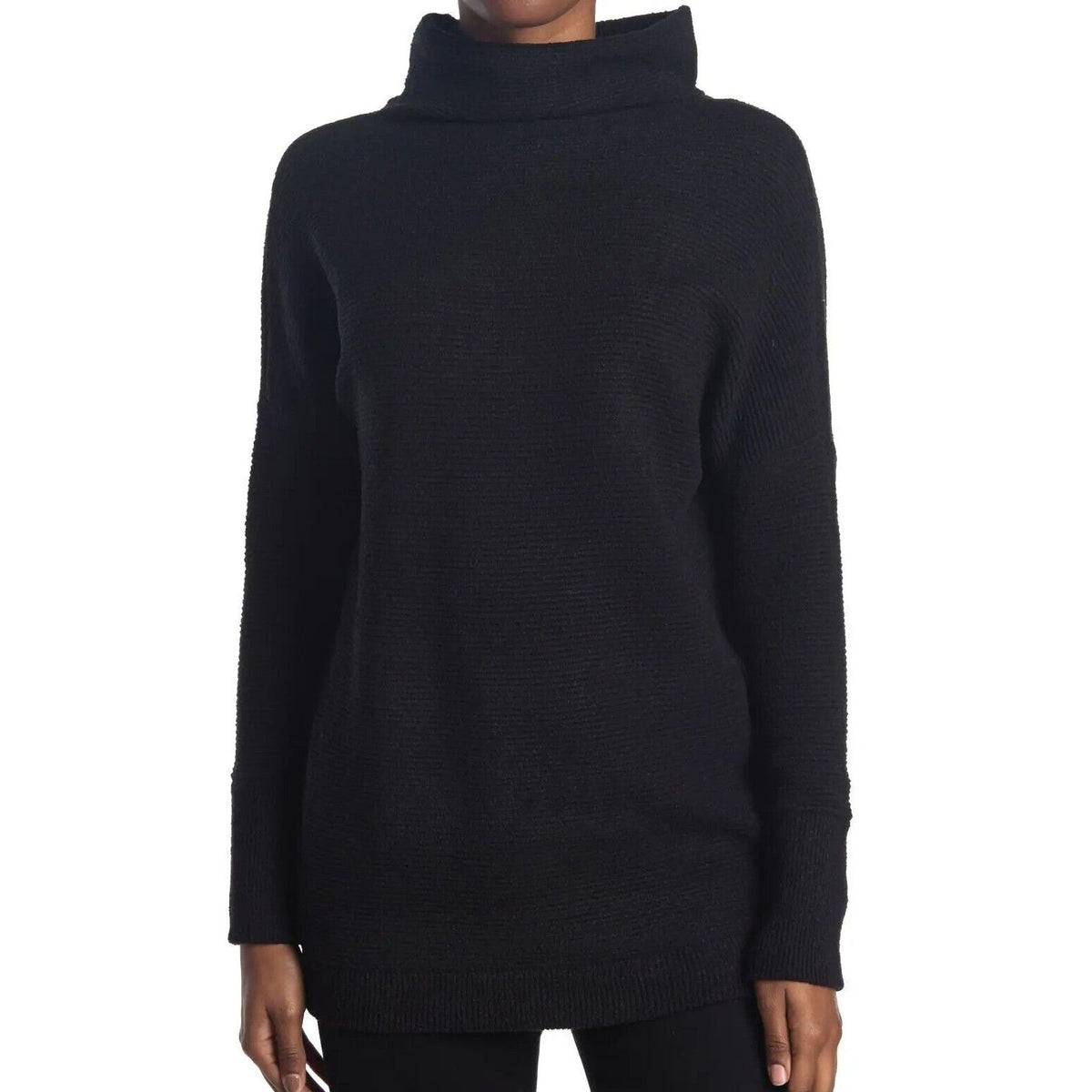RDI NWT Black Textured Cozy Mock Neck Pullover Sweater Knit Size XS