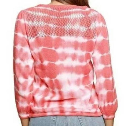 Belldini Tie Dyed Open Weave Pullover Sweater Top Size Small Terra Cotta NWT