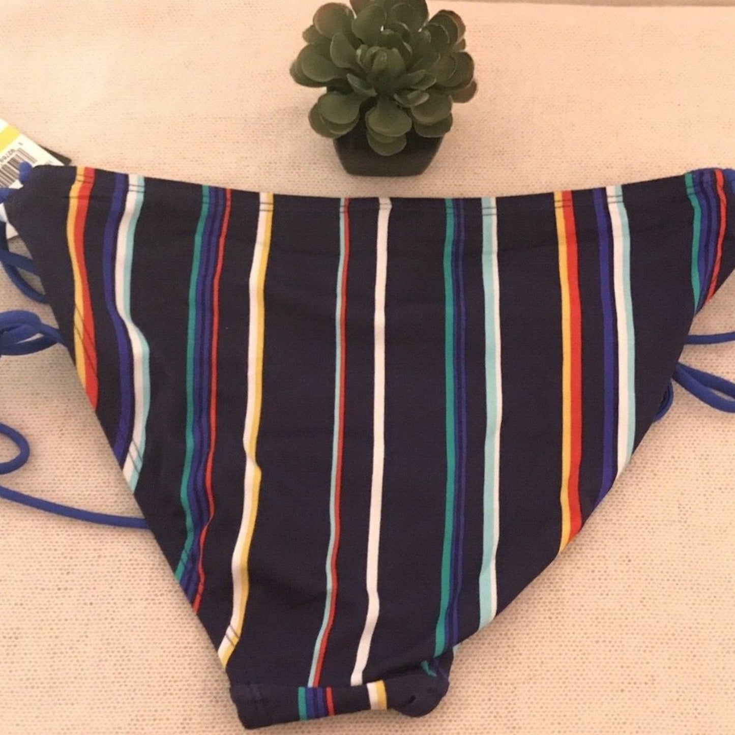 Hula Honey Stripped Side Tie Bikini Bottom Size Medium