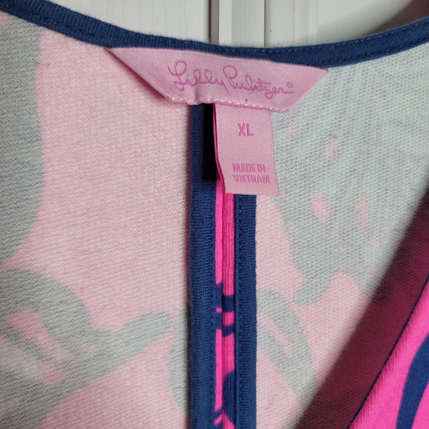Lilly Pulitzer Leaves Dress The Breeze Clarke 3/4 Sleeve Pink X-Large Terry