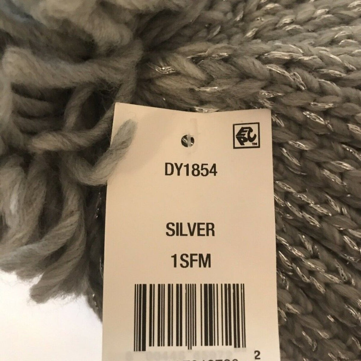Flat-studded Pom Pom Beanie Silver Winter Cap Hat NEW