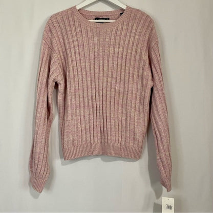 BlankNYC Women's Cable Knit Pullover Sweater Medium Lilac Mist Heather NWT Crew
