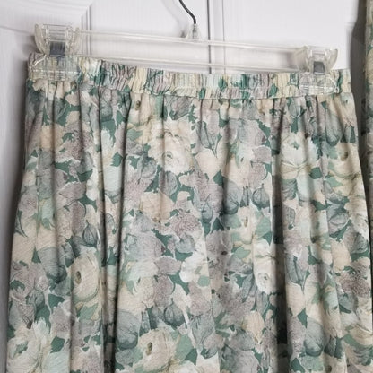 Jonathan Logan Vintage 2 Piece Set Top & Elastic Waist Pleated Skirt FLORAL 12
