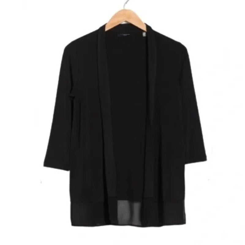 T Tahari NWT Open Front Cardigan Black Sheer Hem Size 1X