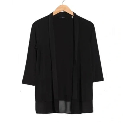 T Tahari NWT Open Front Cardigan Black Sheer Hem Size 1X