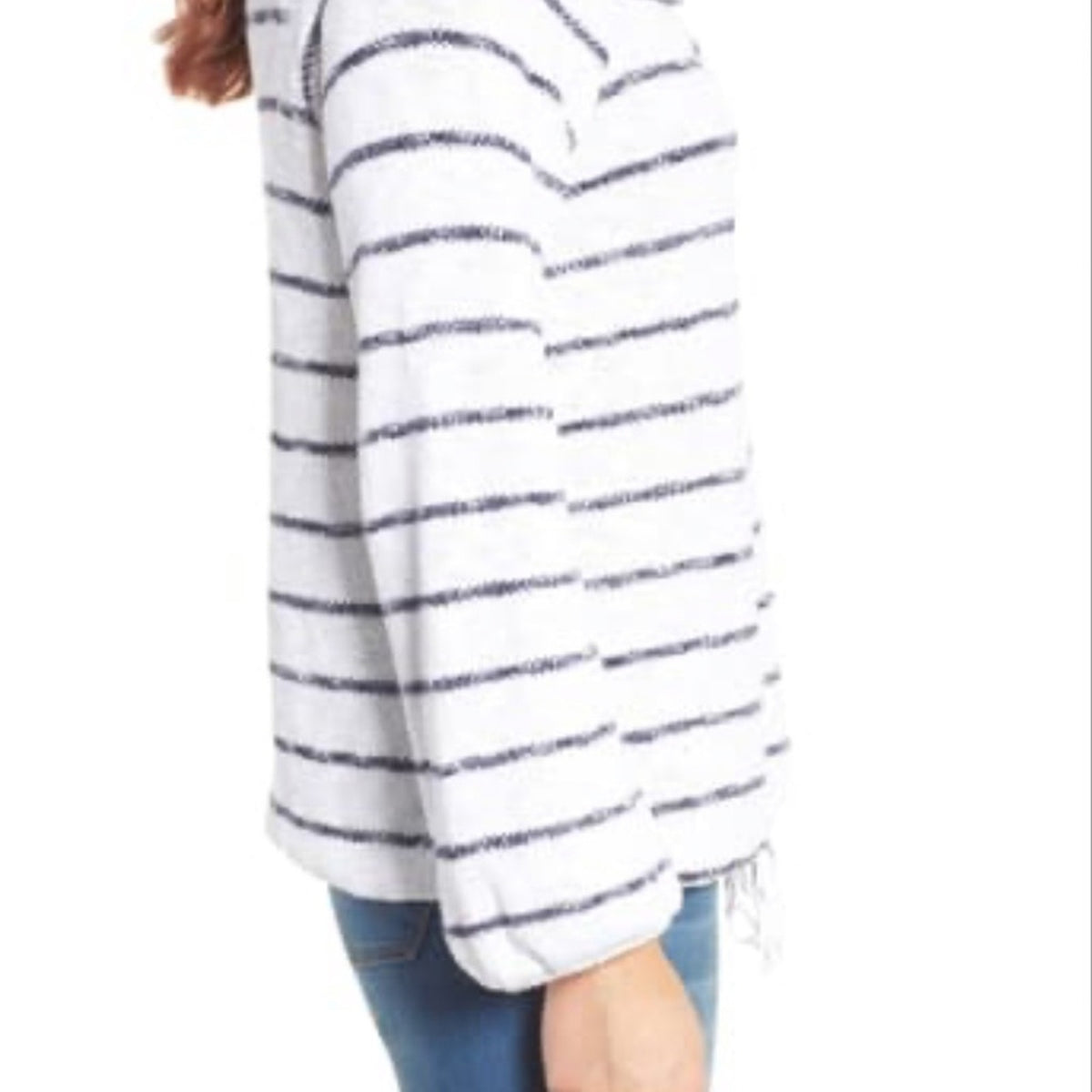 Caslon Convertible Off The Shoulder Pullover Small Cowl Neck Striped Sweater top