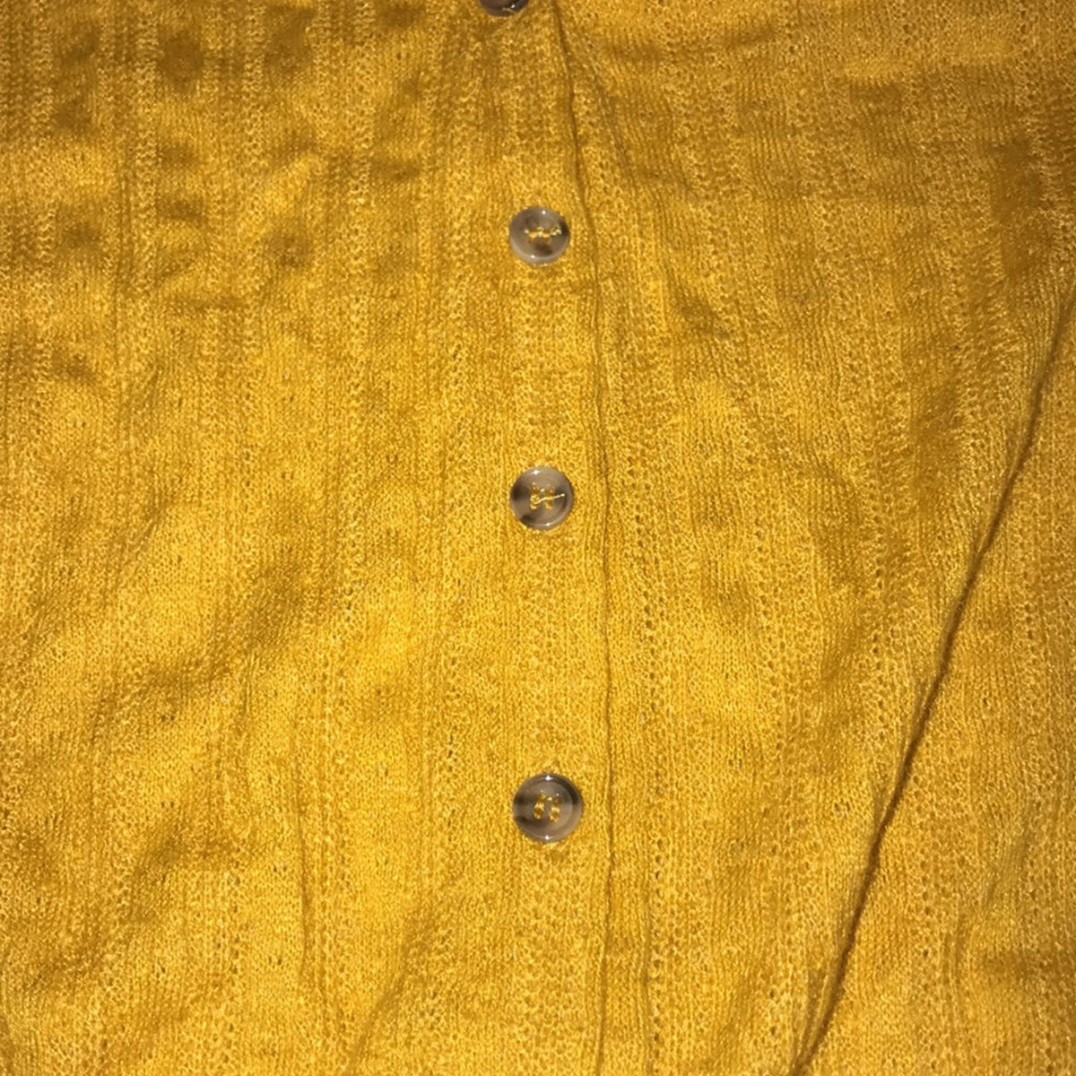 Abound Yellow Pointelle Knit Crop Sweater Large