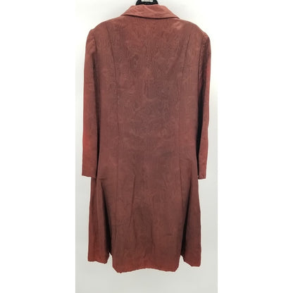 Vintage Moiré Taffeta Brown Coat Formal Jacket Pockets collar Small