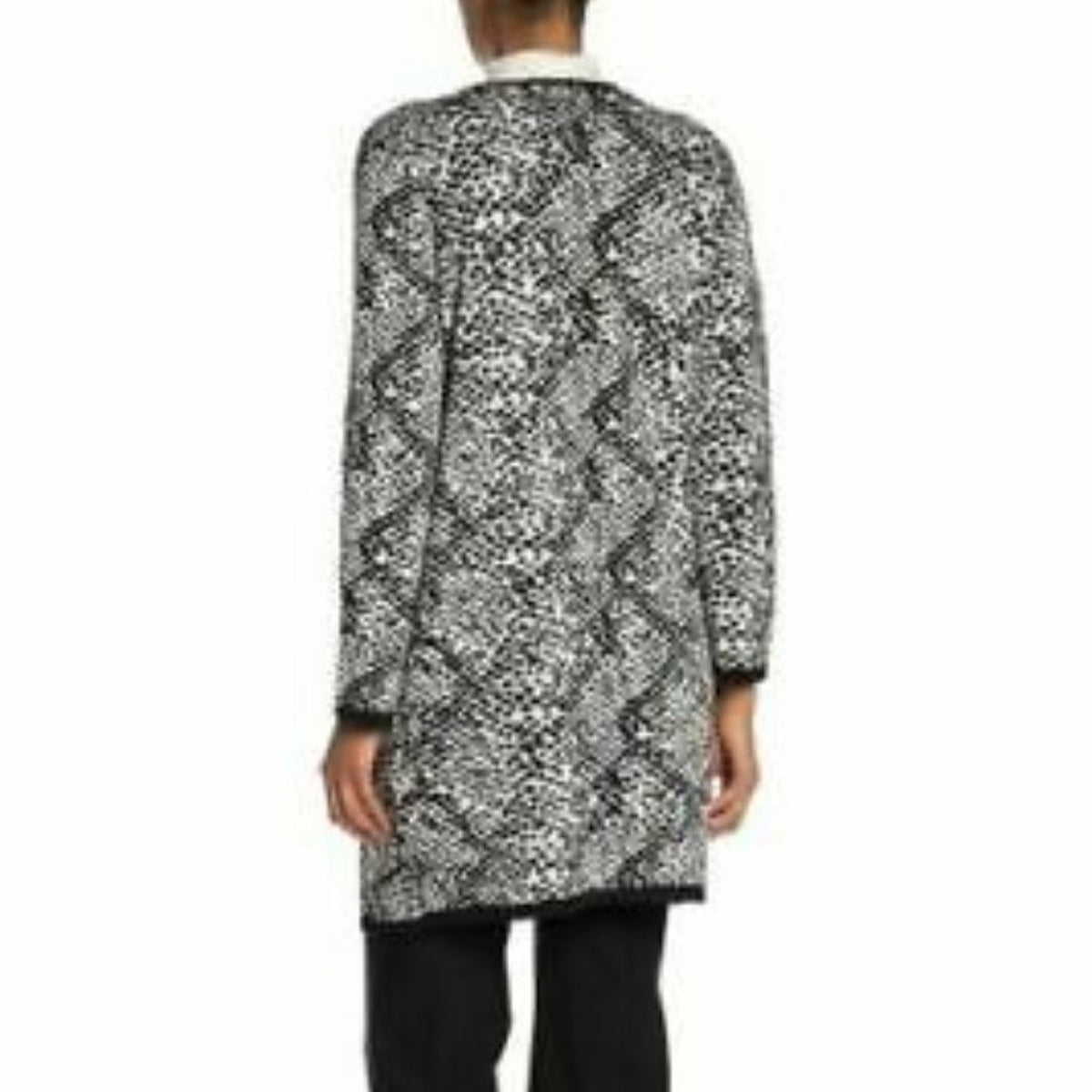 Calvin Klein Cardigan Sweater Open XS Animel Print Straight Hem NEW OVERSIZED