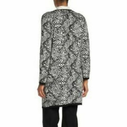 Calvin Klein Cardigan Sweater Open XS Animel Print Straight Hem NEW OVERSIZED