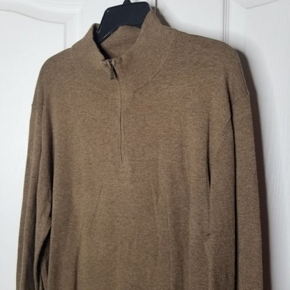 NWT Wallin Bros Pullover Sweater Long Sleeve Mock Neck Brown Shitake X-Large zip