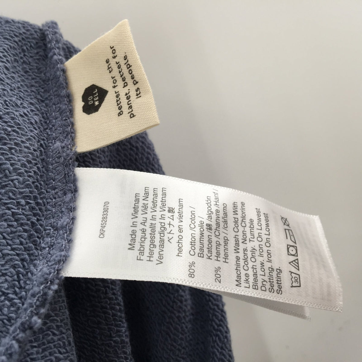 Madewell Slate Blue Raw Edge hem Sz Small Long Sleeve Low Turtle Neck Sweatshirt