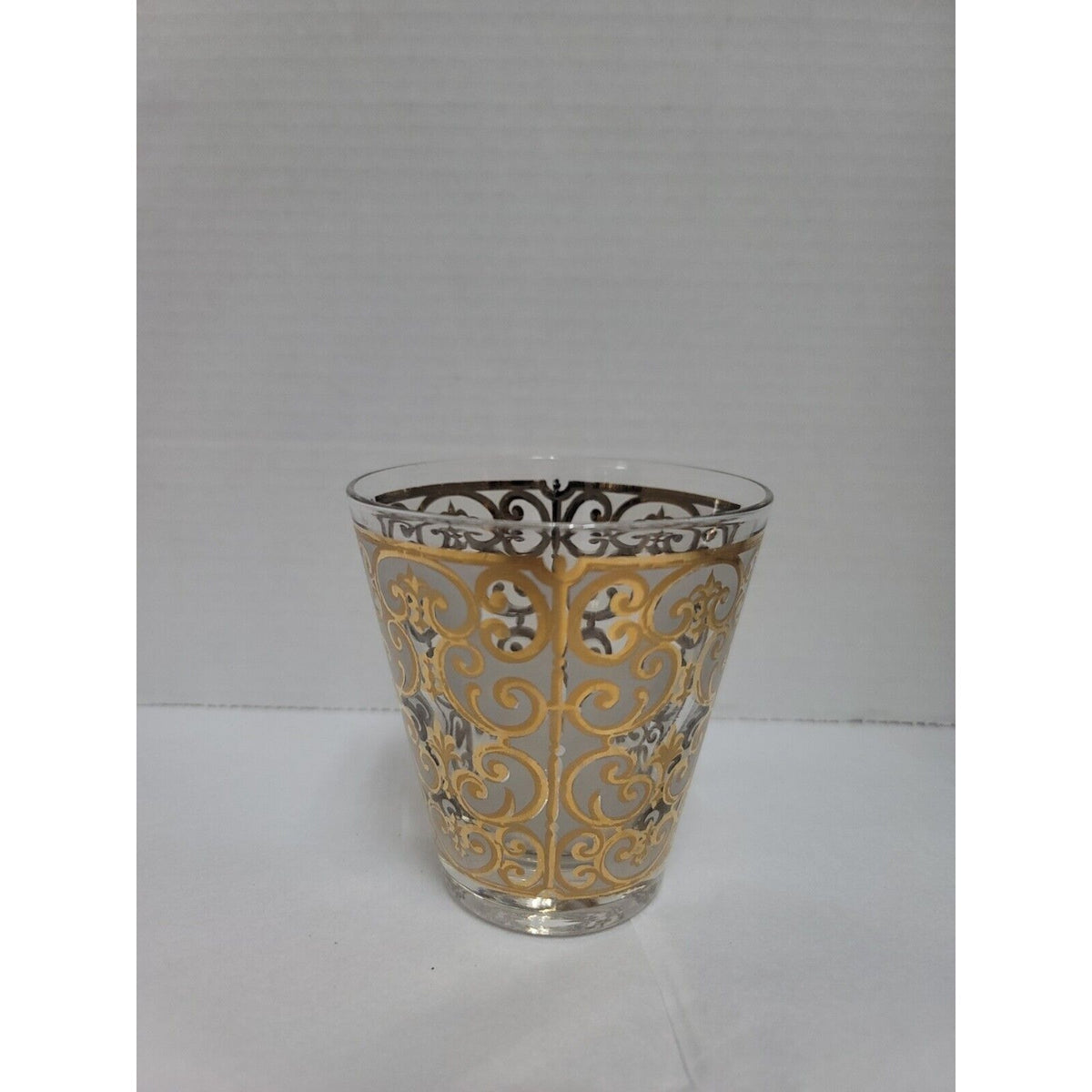 Georges Briard 22K Tumbler MCM Fleur de lis Design Rocks Glass Drinkware
