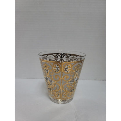 Georges Briard 22K Tumbler MCM Fleur de lis Design Rocks Glass Drinkware
