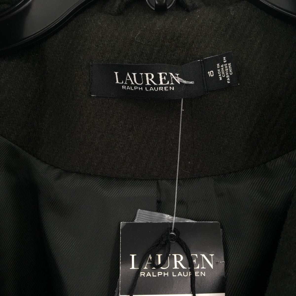 Lauren Ralph Lauren Stand Collar Wool Blend Military Coat Jacket Moss Green 10