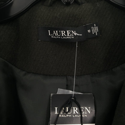 Lauren Ralph Lauren Stand Collar Wool Blend Military Coat Jacket Moss Green 10