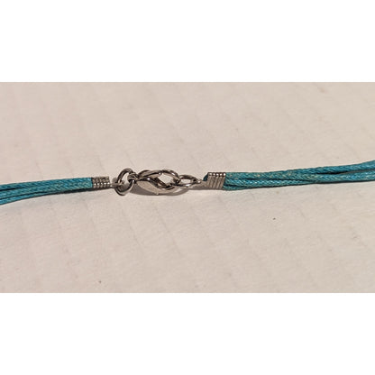 Vintage Costume Jewelry Wooden Nuts Seed Beaded Blue Green Chunky Necklace Faded