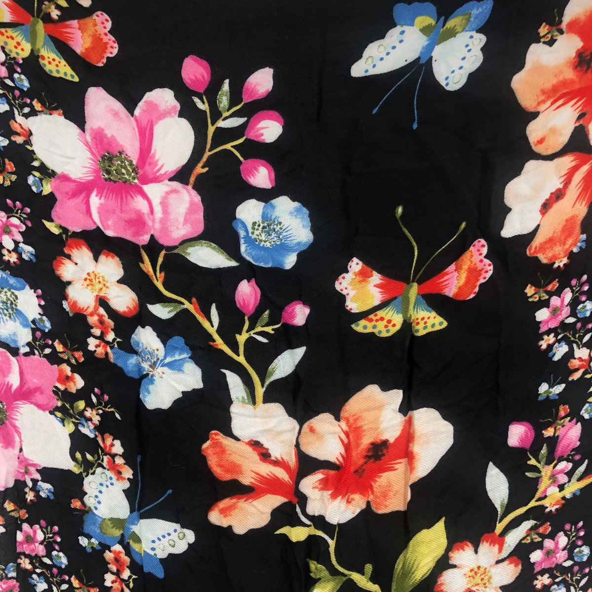 International Concepts Women's Nature Fringe Pashmina Scarf Floral Black OS NWT