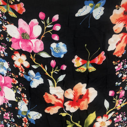 International Concepts Women's Nature Fringe Pashmina Scarf Floral Black OS NWT