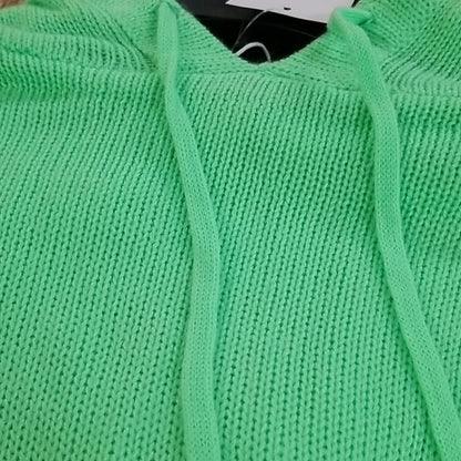 NWT Wild Honey Neon Green Hoodie Sweater Distress Size Small