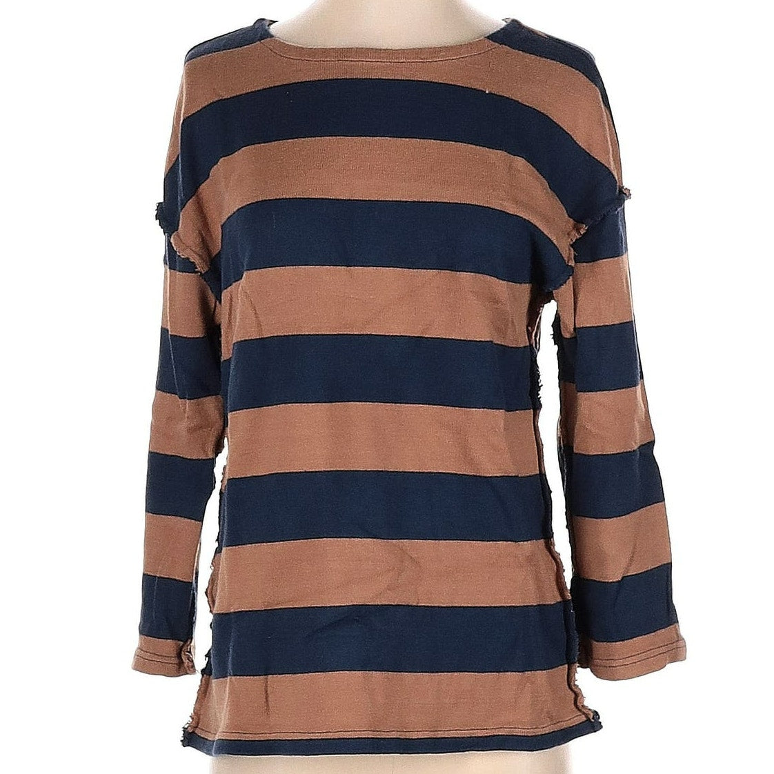 Madewell Inside-Out Seam Striped Pullover Sweater Size Medium in Brown/Blue NWT