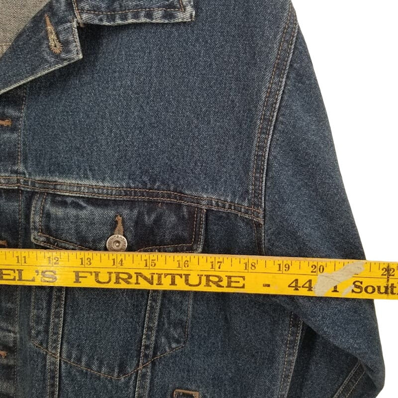 Wrangler Hero Denim Blue Jean Jacket Pockets Large Rivets Button Up