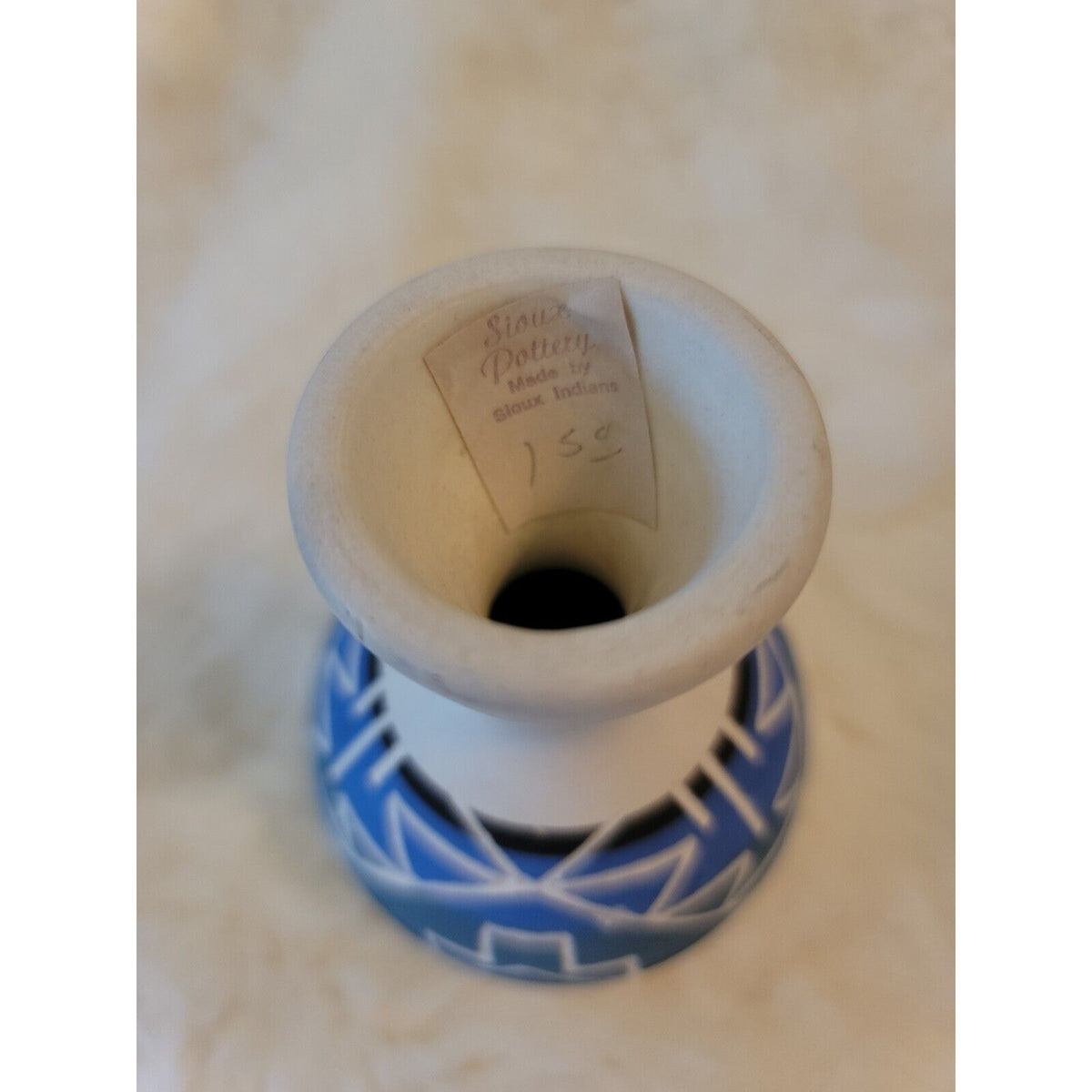 VIntage Sioux Pottery Small Vase INDIGENOUS Tribal Ethnic 4" Signed SWIFT EAGLE