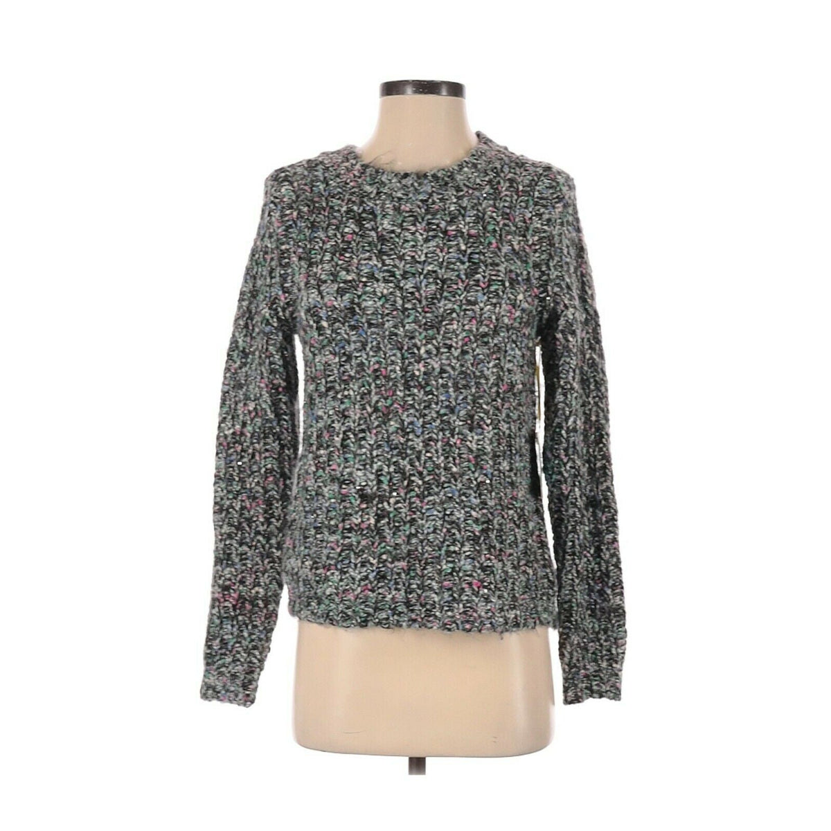 Cece NWT Pullover Grey Sweater Long Sleeve Multicolor Crew Neck Size XS