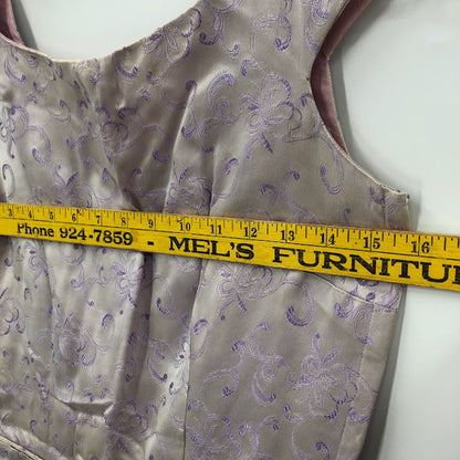 Vintage Purple dress Fit Flare Sateen Cold Shoulder Detail Sleeveless Line Small