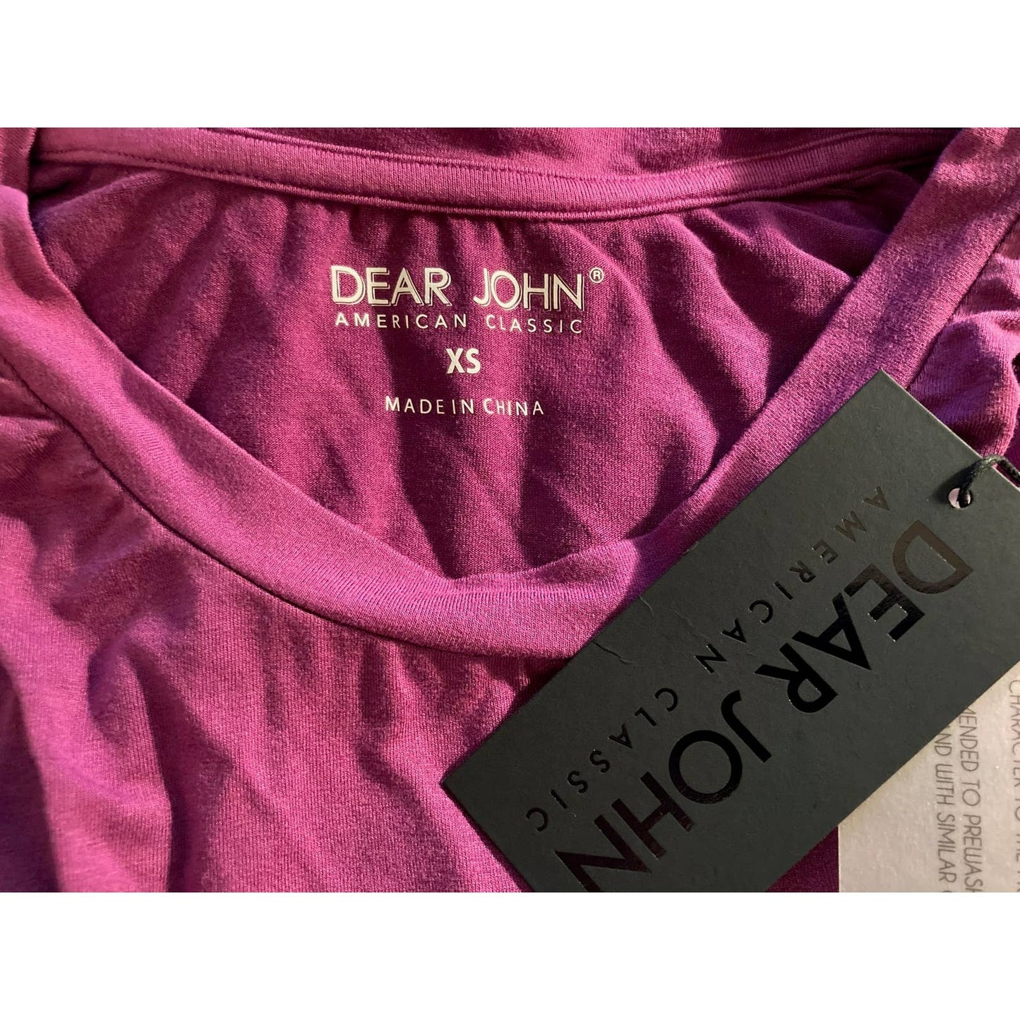 Dear John Bella Mineral Wash Short Sleeve Top XS/Extra Small Fuchsia NWT