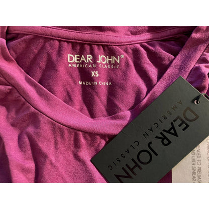 Dear John Bella Mineral Wash Short Sleeve Top XS/Extra Small Fuchsia NWT