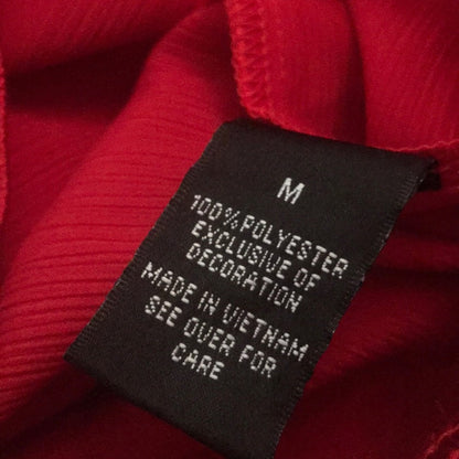 BCX NWT Red Solid Crinkle Satin Flare Sleeve Top Cinched