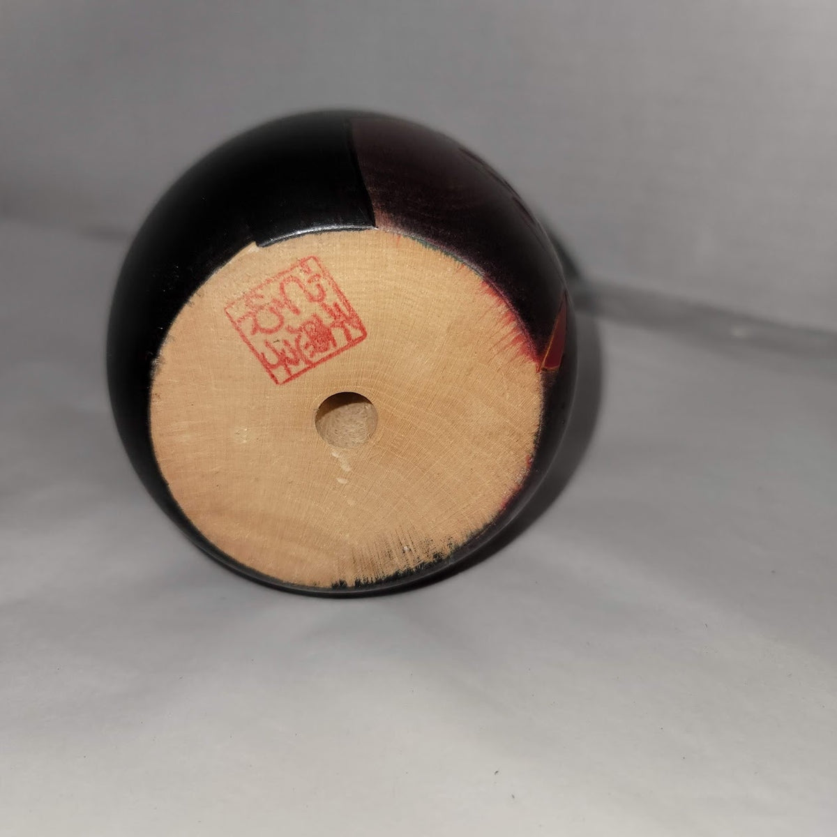 Kokeshi Baby Japanese Signed Wood 4" tall hand painted Carved