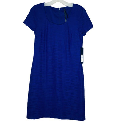 Marc New York Andrew Marc Short Sleeve A-Line Texture Knit Jacquard Dress MEDIUM