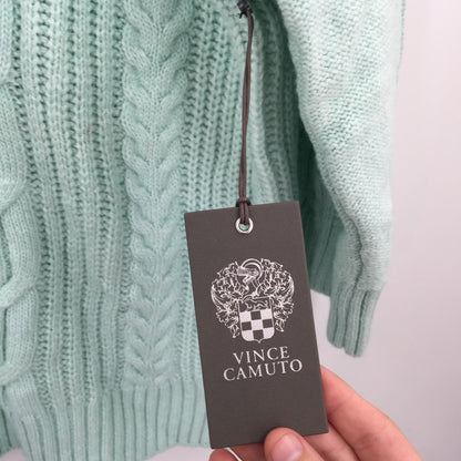 Vince Camuto Pullover Sweater 3/4 Sleeve Mock Neck Mint Green Solid Size Medium