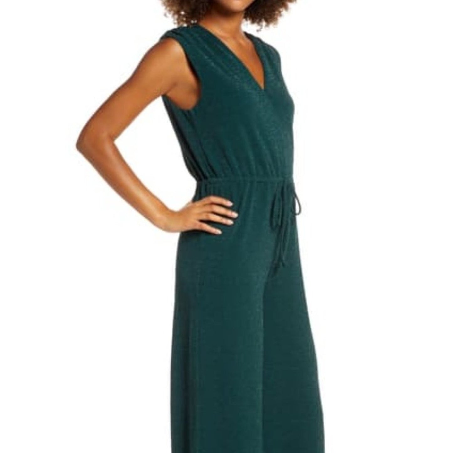 Chelsea.28 Surplice V-neck Sleeveless Jumpsuit Small Green heavy pilling
