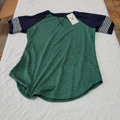 Basico Short Sleeve Tee Shirt Crew Neckline Stain-Resistant Green X-Large