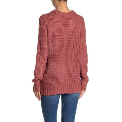 Modern Designer Novelty Stitch Pullover Sweater Long Raglan Sleeves Crew Neck XLarge